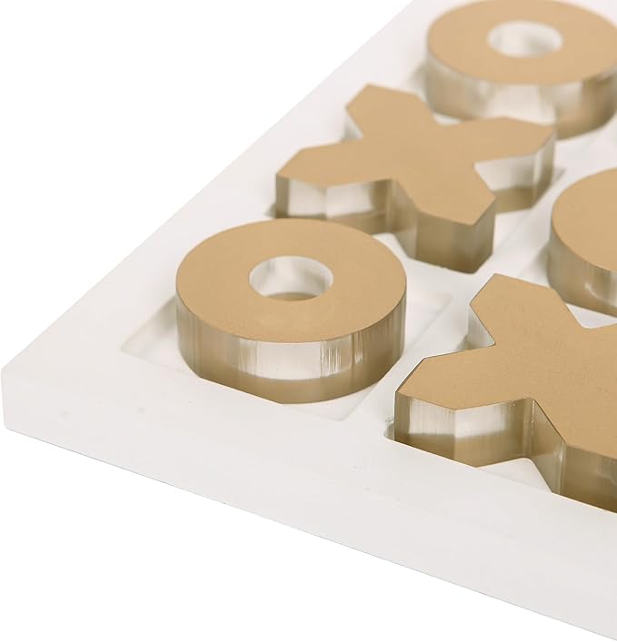 NIKKY HOME Acrylic Tic Tac Toe Wood Board Game Classic Coffee Table Decor Decorative Wooden Travel Game for Family, Gold