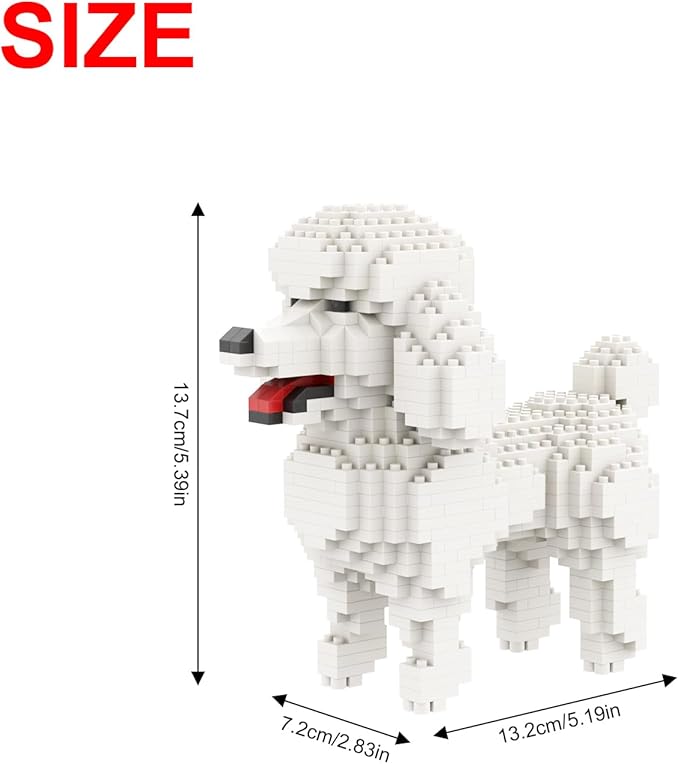 Larcele Mini Building Blocks Animal Set, DIY Micro 3D Building Toy Bricks,790 Pieces KLJM-05(Teddy in White)