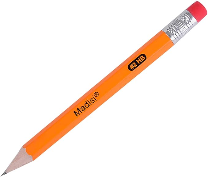 Madisi Golf Pencils With Eraser, #2 HB Half, 3.5" Mini, Pre-Sharpened, 96 Count