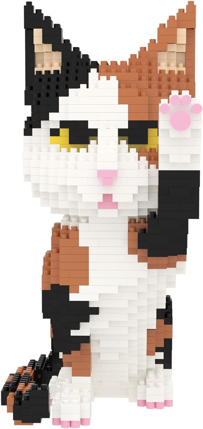 Larcele Cat Micro Building Blocks Animal Set, DIY Mini 3D Building Toy Bricks Kit,1137 Pieces KLJM-05 (Red Tabby)