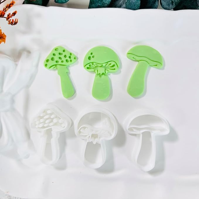 3pcs Mushroom Clay Cutters – Polymer Clay Cutters for Earrings, Textured Clay Molds, Clay Tools for Polymer Clay Jewelry Making