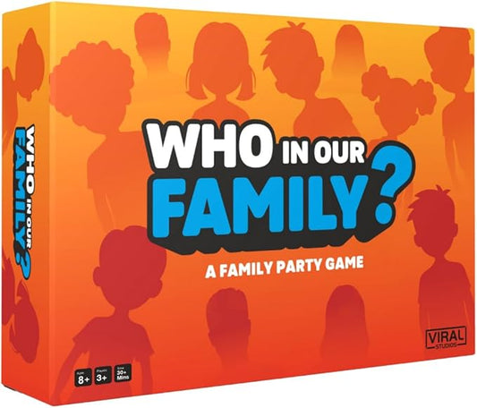 Viral Studios Who in Our Family? – Hilarious Family Party Game | Trivia, “Most Likely to” & Head-to-Head Challenges | Fun Family Game Night Card Game for Kids, Teens & Adults