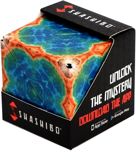 SHASHIBO Shape Shifting Box - Award-Winning Fidget Toy w/ 36 Rare Earth Magnets - Fidget Cube Transforms Into Over 70 Shapes, Sensory Toy Gift for Kids, Teens, and Adults (Earth)