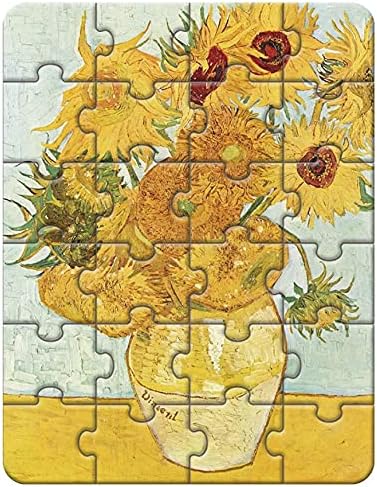 24 Pieces Twelve Sunflowers Puzzle, Toddler Artist Puzzles for Kids Ages 3-5, 4-8 Easy-an Intellectual Decompression Entertainment Game and Preschool Educational Learning Toys