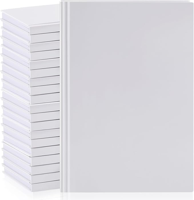 Henoyso 20 Pcs A5 Blank Notebooks Journals Bulk 100 Sheets/200 Pages Unlined Craft Notebooks Kraft Sketchbooks Hardcover for Writing Drawing for Gifts Students School Office, 8.3 x 5.7 in (White)