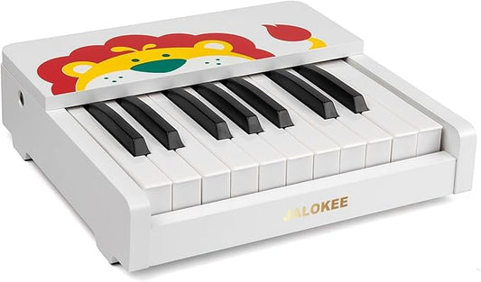 Kids Piano Keyboard, 18 Keys Digital Piano for Kids, Mini Music Educational Instrument Toy, Wood Toy for Toddlers Girls Boys (White)