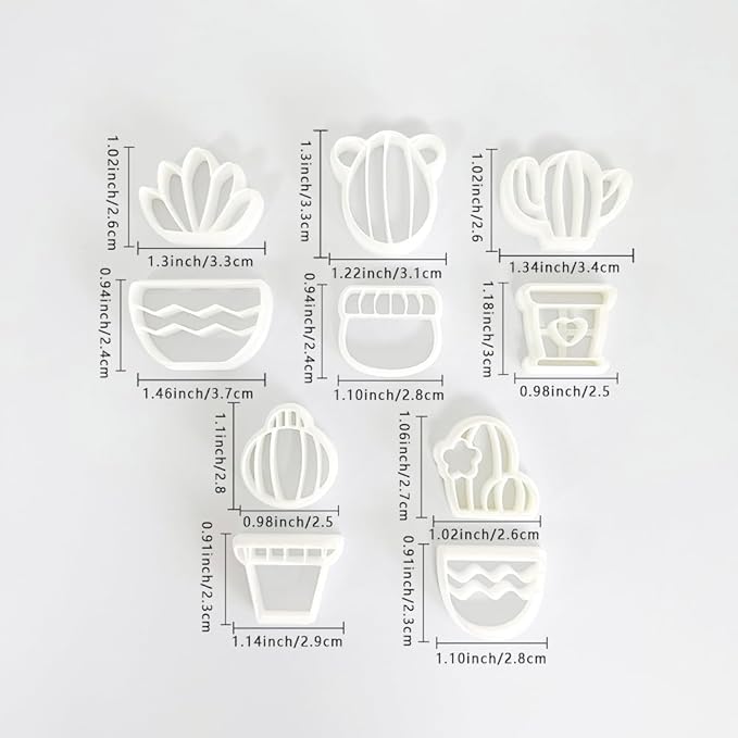 Cactus Polymer Clay Cutters – 10 Pcs Plant and Pot Clay Cutters Set for Earrings and DIY Crafts, Polymer Clay Tools for Jewelry Making