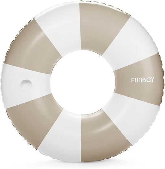 FUNBOY Giant Vintage Stripe Inflatable Tube Pool Float with Cup Holder 48" | Large Pool Float for Adults | Inner Tube Swimming Pool Toys Swim Rings | Pool Lounger Float for Pool Party & Summer