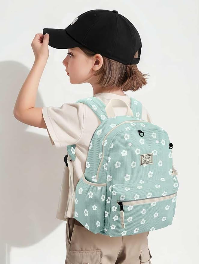 Corduroy Kids Backpack for Girls 6-10: Girls Backpacks for Elementary Kindergarten 15” H Fit Folder