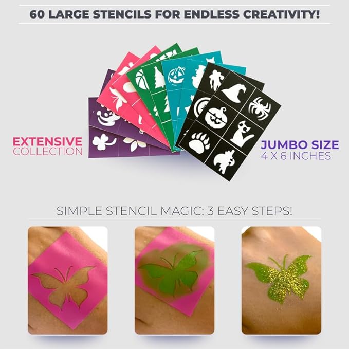 Face Painting Kit for Kids - Non-Toxic and Hypoallergenic Face Paint Kit with 24 Colors, Stencils, Book, and Professional Halloween Makeup Kit - Safe and Easy to Use Face Paint Kit for Kids