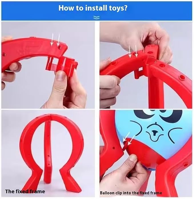 Balloon Blast Party Game Set, Family Fun Tabletop Game with 10 Balloons, 9 Sticks, Dice, Stand, Red Frame