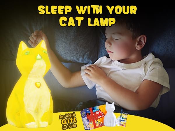 Paint Your Own Cat Lamp Kit,Toys for Ages 8-13 Art Supplies Arts and Crafts for Kids Ages 8-12,Halloween Decorations Christmas Night Light Art Kit,Birthday Gifts for Party Decorations