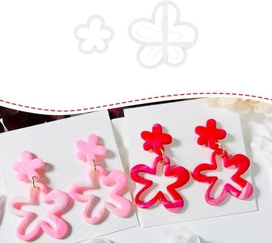 2PCS Flower Polymer Clay Cutters – Floral Clay Earring Cutters for Spring Jewelry, Cute Clay Tools for Polymer Clay Crafts and DIY Gift Making