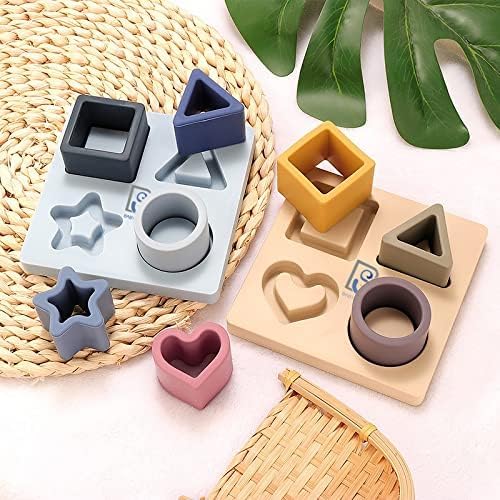 Baby Step Beige Silicone Shape Sorter Puzzle for Toddlers 6-24 Months - Montessori Educational Toy - Enhances Color Recognition & Fine Motor Skills - Beige