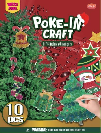 ATFUNSHOP Poke in Kits Christmas DIY Hanging Ornament Craft Art Gift for Girls Boy 4 5 6 7 8 9 Years Old, DIY Presents, Mess Free Art Activity