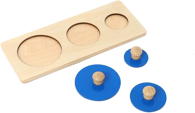 Thoth Montessori Multiple Circle Puzzle Board Knob Wooden Puzzle Geometric Shape Puzzle Early Education Material Sensorial Toy for Toddler Shape & Color Sorter (Multiple Circle)