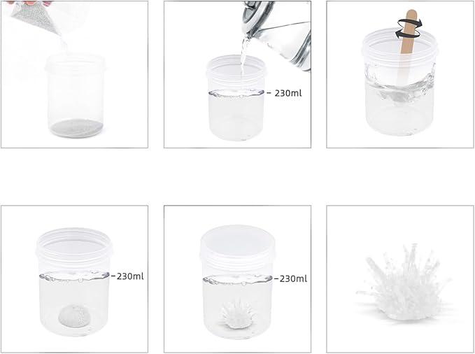 Crystal Growing Kit for Kids, White DIY Crystal Science Experiment Set, Grow Your Own Crystals, STEM Educational Chemistry Kit for Boys & Girls Ages 6-12, Fun Science Lab Gift for Kids