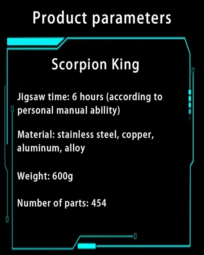 3D Metal Model Kits, Mechanical Scorpion King Blue 3D Metal Puzzle,Steel Warcraft Collection DIY Animal Brain Teasers Simple 3D Puzzles