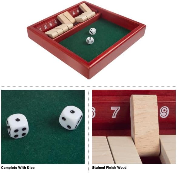 Shut The Box Game Wooden Set – Easy to Learn Math and Strategy Game for All Ages – Family Games for Home, Travel, and Camping by Trademark Games
