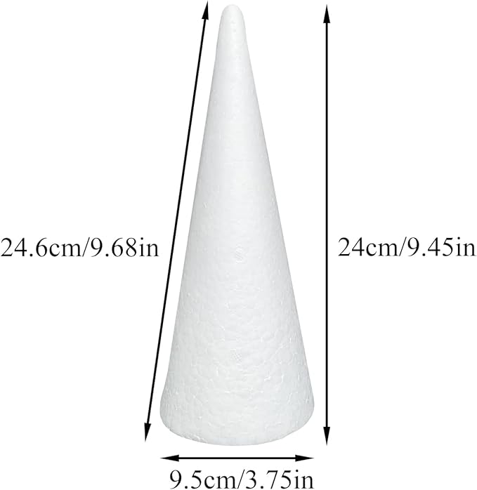 Crafjie Foam Cones for DIY Arts and Crafts (3.75 x 9.7 in, 8 Pack), White Polystyrene Foam Cones Christmas Tree Craft Supplies, for DIY Home Craft Project, Christmas Tree, Table Centerpiece