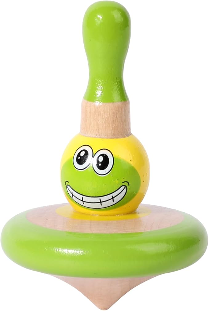 WODI 3PCS Wooden Spinning Tops - Adorable Animal Gyroscope Toys for Toddlers, Safe & Fun Montessori Educational Gift, Fidget Spinner for Kids/Toddlers (#2)