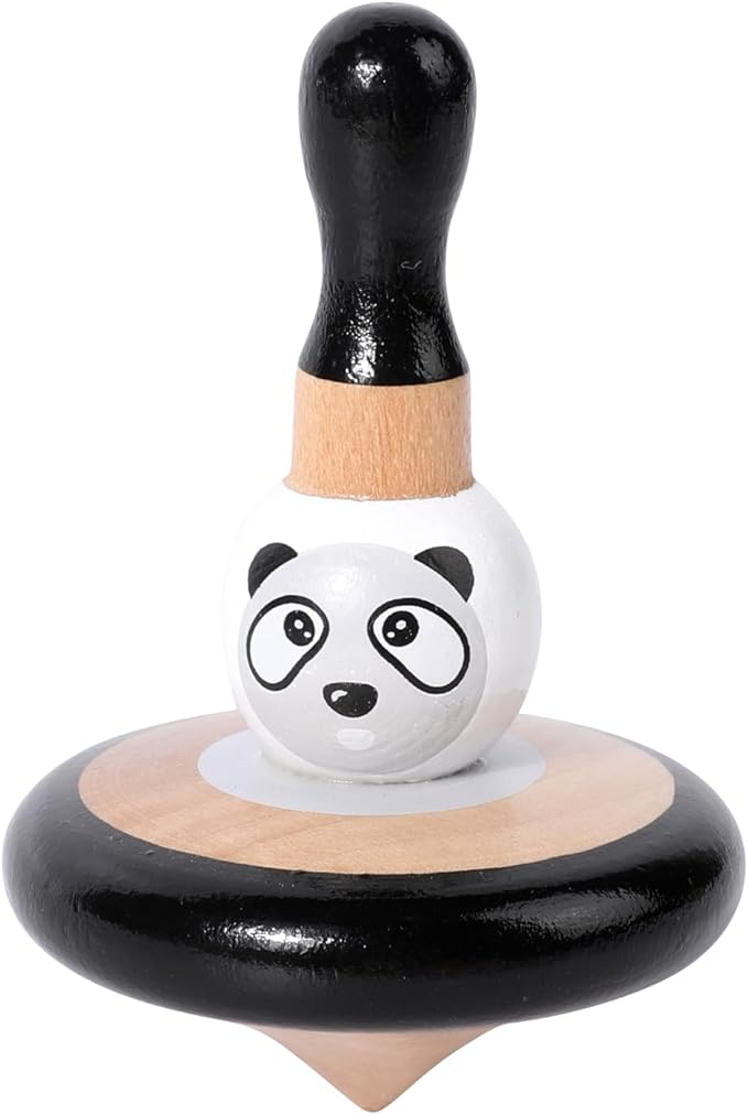 WODI 3PCS Wooden Spinning Tops - Adorable Animal Gyroscope Toys for Toddlers, Safe & Fun Montessori Educational Gift, Fidget Spinner for Kids/Toddlers (#2)