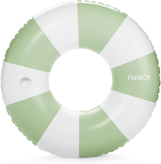 FUNBOY Giant Vintage Stripe Inflatable Tube Pool Float with Cup Holder 48" | Large Pool Float for Adults | Inner Tube Swimming Pool Toys Swim Rings | Pool Lounger Float for Pool Party & Summer