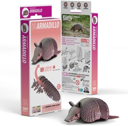 Eugy Armadillo 3D Puzzle - 42 Piece Eco-Friendly Educational Toy Puzzle for Boys, Girls & Kids Ages 6+