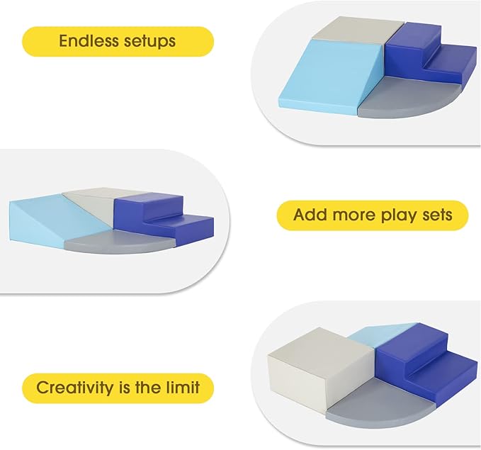 4-Piece Set Climbing Toys for Toddlers 1-3 and Climb Foam Play Set Babies Foam Blocks Toddler Climbing Toys Indoor Baby Climbing Toys Children’s Composite Toy for Crawling Climbing and Sliding