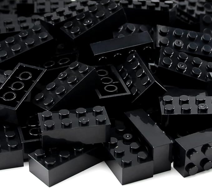 Feleph 320 Pieces 2x4 Black Bricks Classic Building Creative Play Blocks Set Parts Toy Accessories Compatible with 3001 Major Brick Brands (Black)