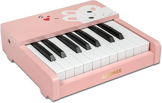 Kids Piano Keyboard, 18 Keys Digital Piano for Kids, Mini Music Educational Instrument Toy, Wood Toy for Toddlers Girls Boys (Pink)