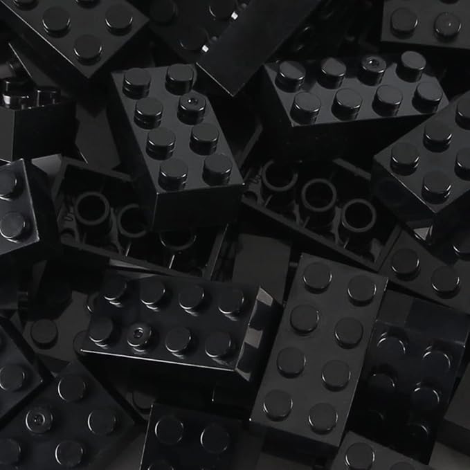 Feleph 100pcs 2x4 Bricks Black Pieces Parts Classic Building Creative Play Blocks Set Parts Toy Accessories Compatible with 3001 Major Brick Brands