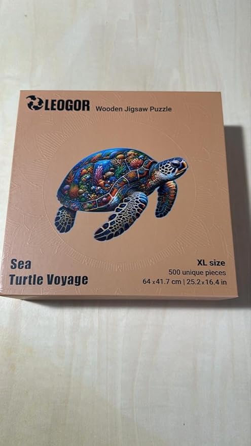 LEOGOR Wooden Jigsaw Puzzles for Adults 500 Pieces (25.2 x 16.4 in), Sea Turtle Puzzle, Extra-Thick 5mm Wood, Colorful Marine Life Design, Unique Gift and Interesting Challenge for Adults and Teens