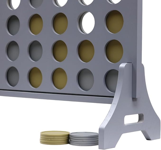 Tailgating Pros Premium Grey Giant Four in a Row with Carrying Case - Jumbo Oversized Outdoor Yard Game - Connect Multiple Pucks in a Row to Win - Many Puck Colors Available!