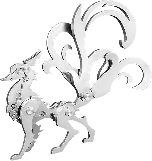 3D Metal Puzzles,3D Metal Puzzle for Adults,Mechanical Model Kit Little Nine Tailed Fox,Steel 3D Puzzles Stainless Steel Ornaments for Adults Home Decor Art Craft Gifts Toys.