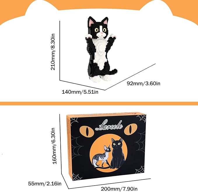 Larcele Micro Building Blocks Set, DIY Mini Building Toy Bricks for Age Over 12 Years, 1227 Pieces KLJM-05 (Devon Rex Cat)