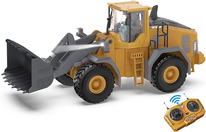 Metal RC Wheel Loader Toy - Realistic Working Lights and Sounds, 1:20 Scale, 9-Channel Remote Control Construction Play Tractor Toys for Kids 3+, Perfect 2024 Gift