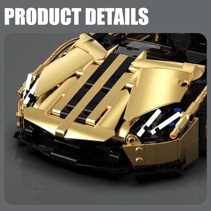 RiceBlock Sports Car Building Blocks Toys Boys or Adults Kits，1:14 MOC Building Set Raceing Car Model,Super Cars for Boys Age 12+ and Adult，1309 Pieces