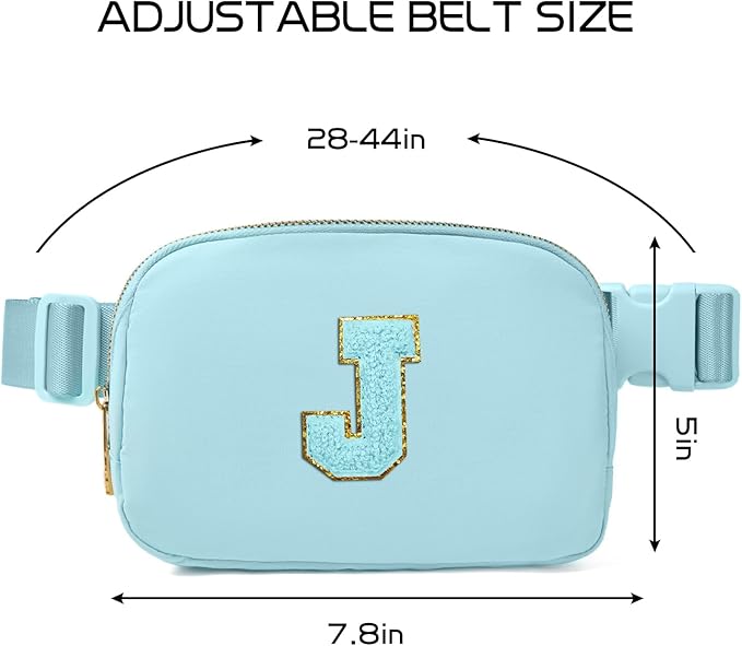Gitus Gifts for 8 9 10 11 12 Year Old Girls Belt Bag Fanny Pack Crossbody Bags with Initial Letter Patch Cute Stuff Birthday Gifts for Teen Girls Women Personalized Trend Stuff (Icing Blue-J)