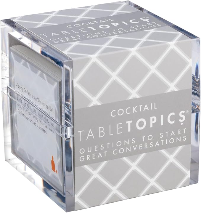 TableTopics Cocktail Question Card Game - 135 Conversation Starter Cards Featuring Questions, Facts, Quotes, and Mixed Drink Recipes, Fun Party Game for Adults