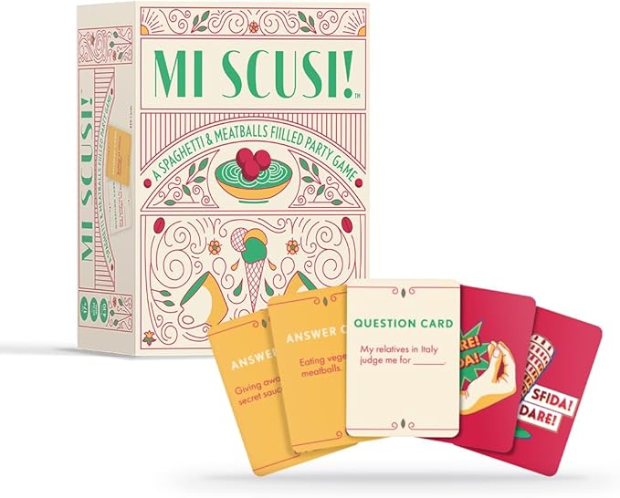 Mi Scusi Party Game - Hilarious Italian Family Card Game, Perfect for Game Night, Ages 14+, 2+ Players, 30 Minute Playtime, Made by Fitz Games