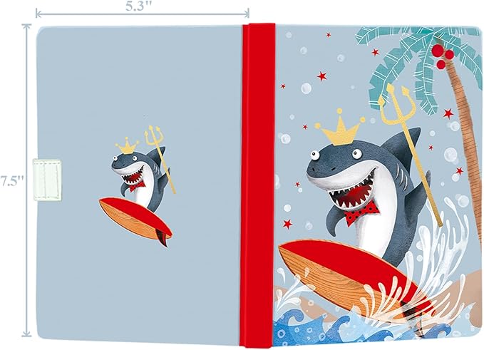 Shark Journal for Boys & Girls - Gift for Kids - Diary with Pen & Magnetic Closure, 192 Pages for Writing, 5.3"x7.5" Hardcover Lined Notebook