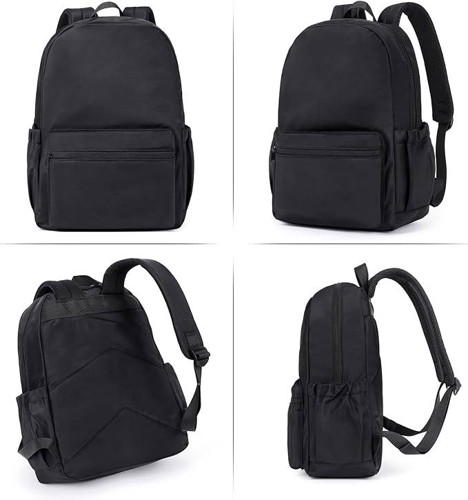 CLUCI Black Backpack for Women Men, Waterproof High School Bookbag, Lightweight Casual Travel Daypack, Classic Basic College Backpack, Middle School Bag for Teen Girls Boys Laptop Backpack