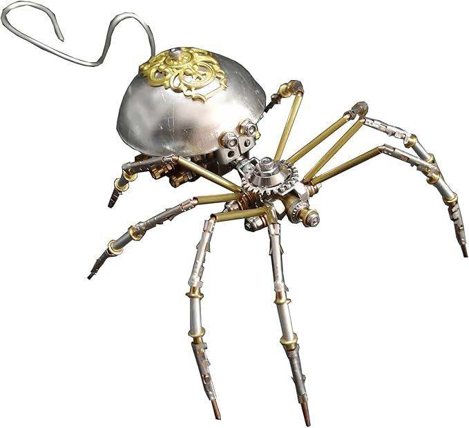 Steampunk Metal Insect Bug Mechanical Sculpture Insect Clockwork 3D Metal Puzzle Model Handmade for Man Entomology Learning(Long-Tailed Spider)