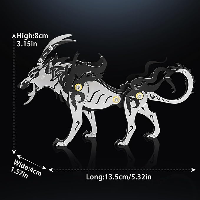 3D Metal Puzzles,3D Metal Puzzle for Adults,Mechanical Model Kit Wolf King Black,Steel 3D Puzzles Stainless Steel Ornaments for Adults Home Decor Art Craft Gifts Toys.