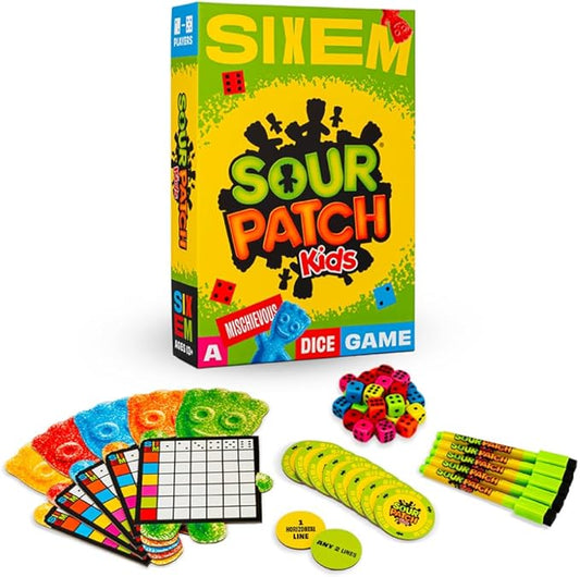 Hootenanny Games Sixem: Sour Patch Kids Dice Game | Speed, Strategy & Sabotage for Game Night | Perfect for Family Games | 2-5 Players, Ages 13+