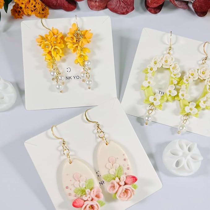 Polymer Clay Flower Petal Cutters – 8 Pcs Round Clay Cutters for 3D Floral Earrings, DIY Clay Tools for Polymer Clay Jewelry Making