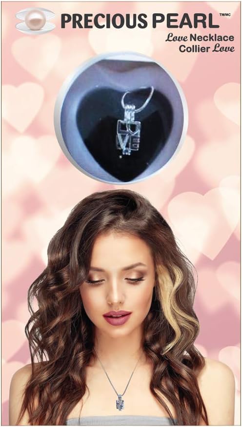 My Inspirations Precious Pearl in Oyster Kit, Mysterious Pearl Gift Set, DIY Necklace Making Kit, Elegant Pendant with 20" Chain, Great Gift for Any Occasion(Love)