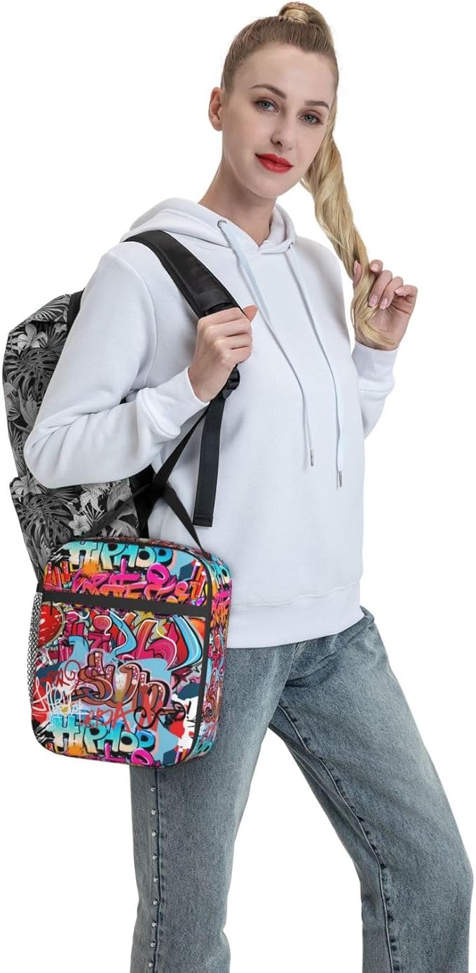 Graffiti Wall, Hip Hop Art Reusable Lunch Box Food Bag Insulated Lunch Bag