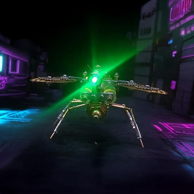 Steampunk Metal Insect Bug Mechanical Steampunk Sculpture Steampunk Mechanical Insect Clockwork 3D Steampunk Metal Puzzle Kits for Adults (Gatling Bee)